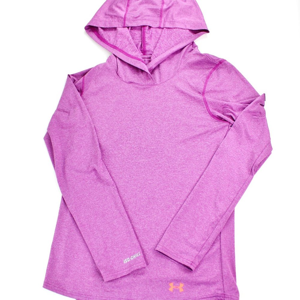 Women's Under Armour Purple ISO Chill Hoodie Size XS Fitted All Seasons Pullover
